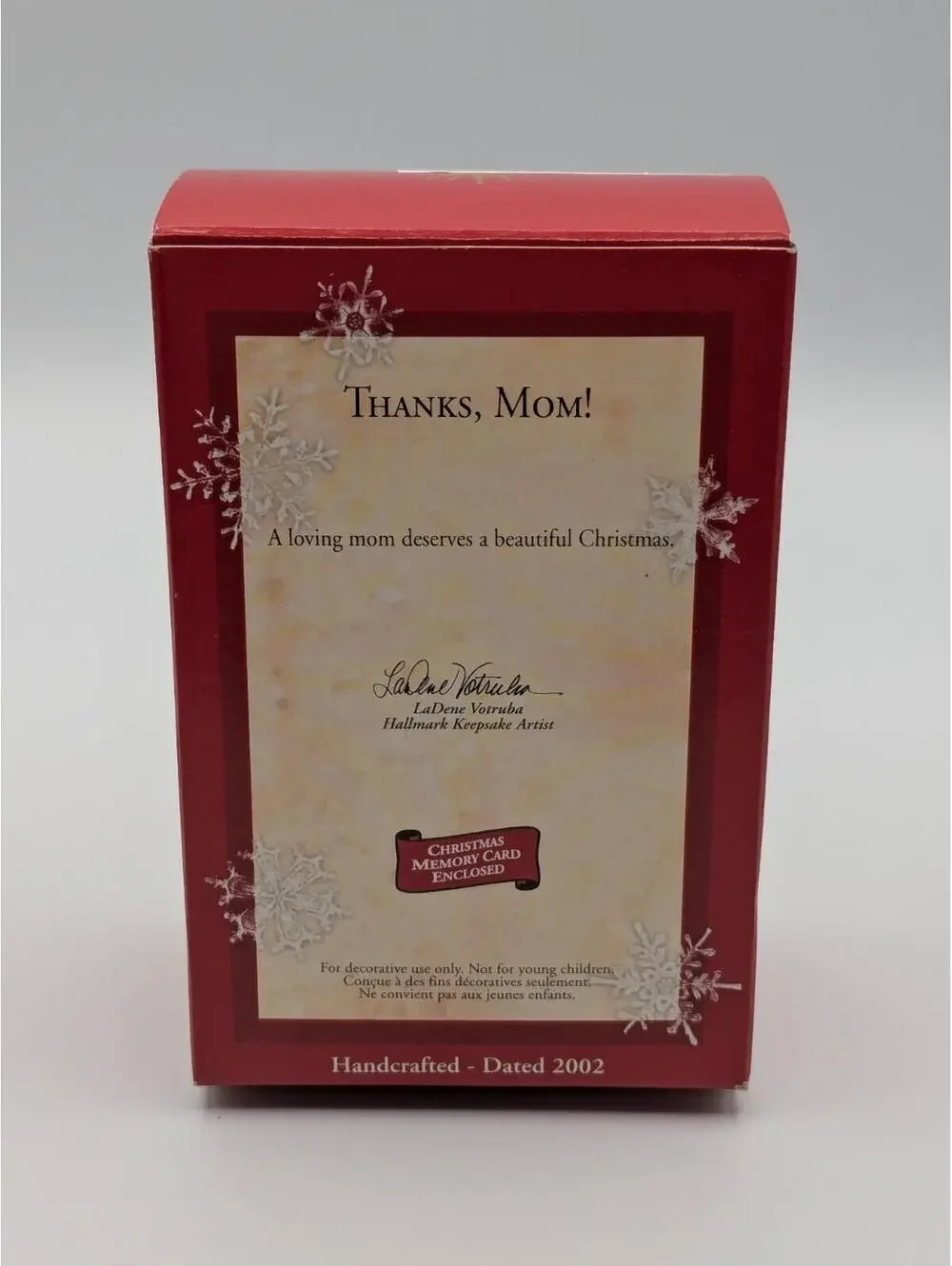 Hallmark Keepsake Thanks, Mom! 2002 with Christmas Memory Card Vintage Ornament